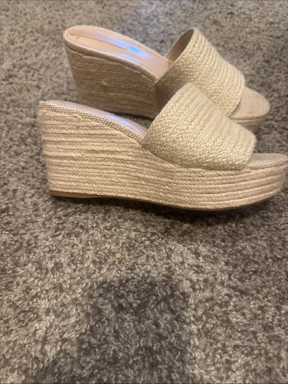 Copper Key Natural Beige Slide Wedge Sandals